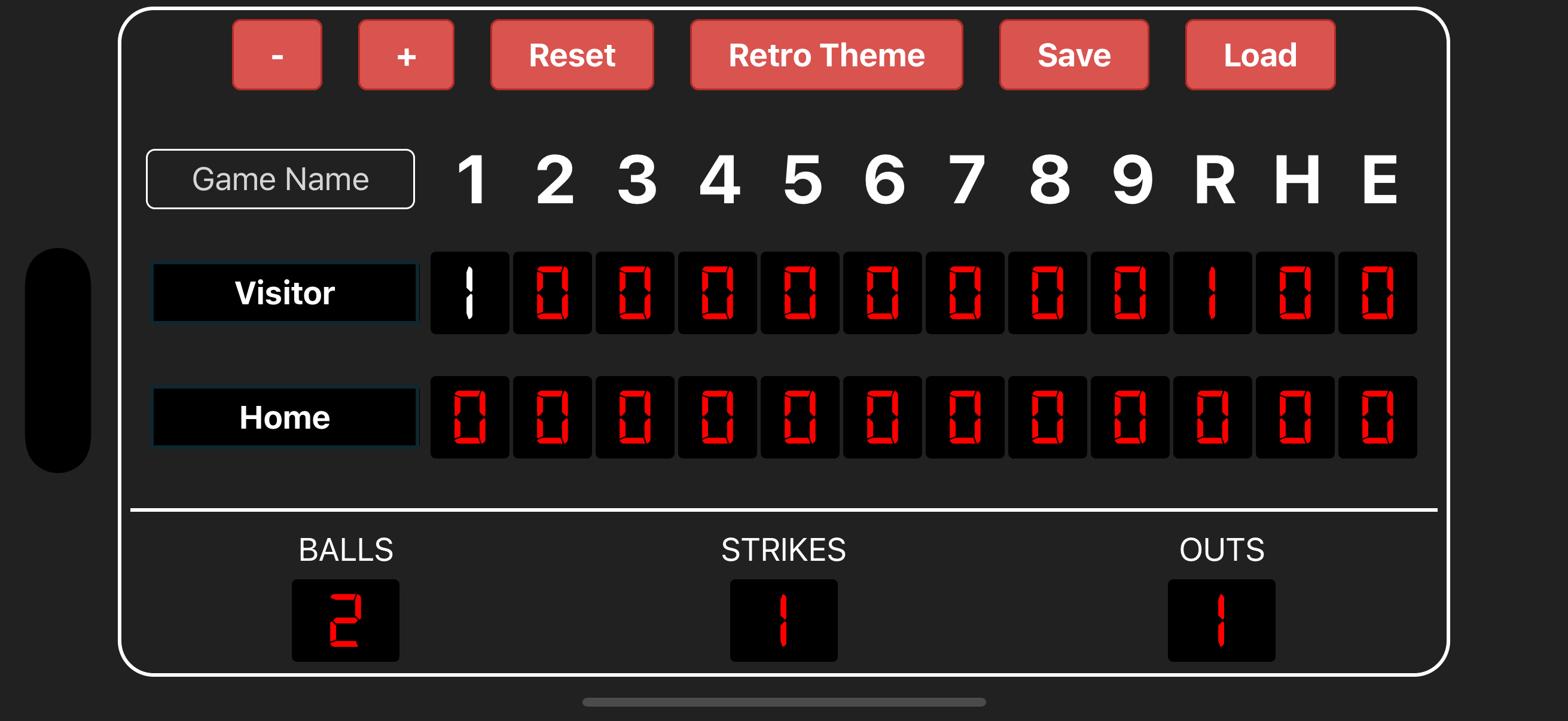 Baseball Scoreboard Modern Screenshot